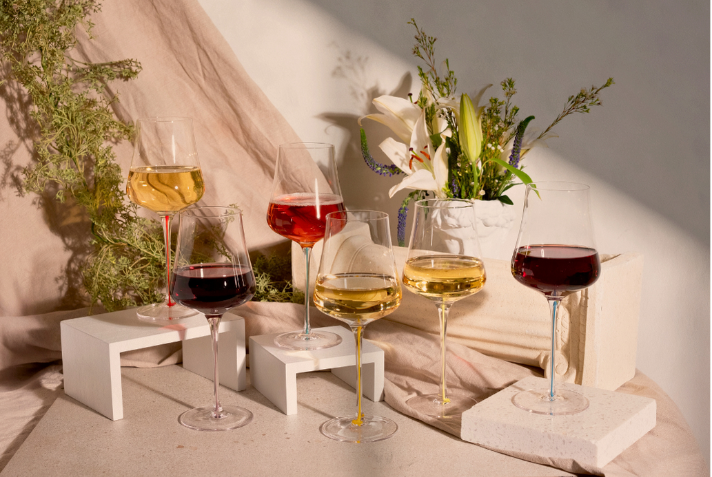 Tulip Colored Stem Wine Glass