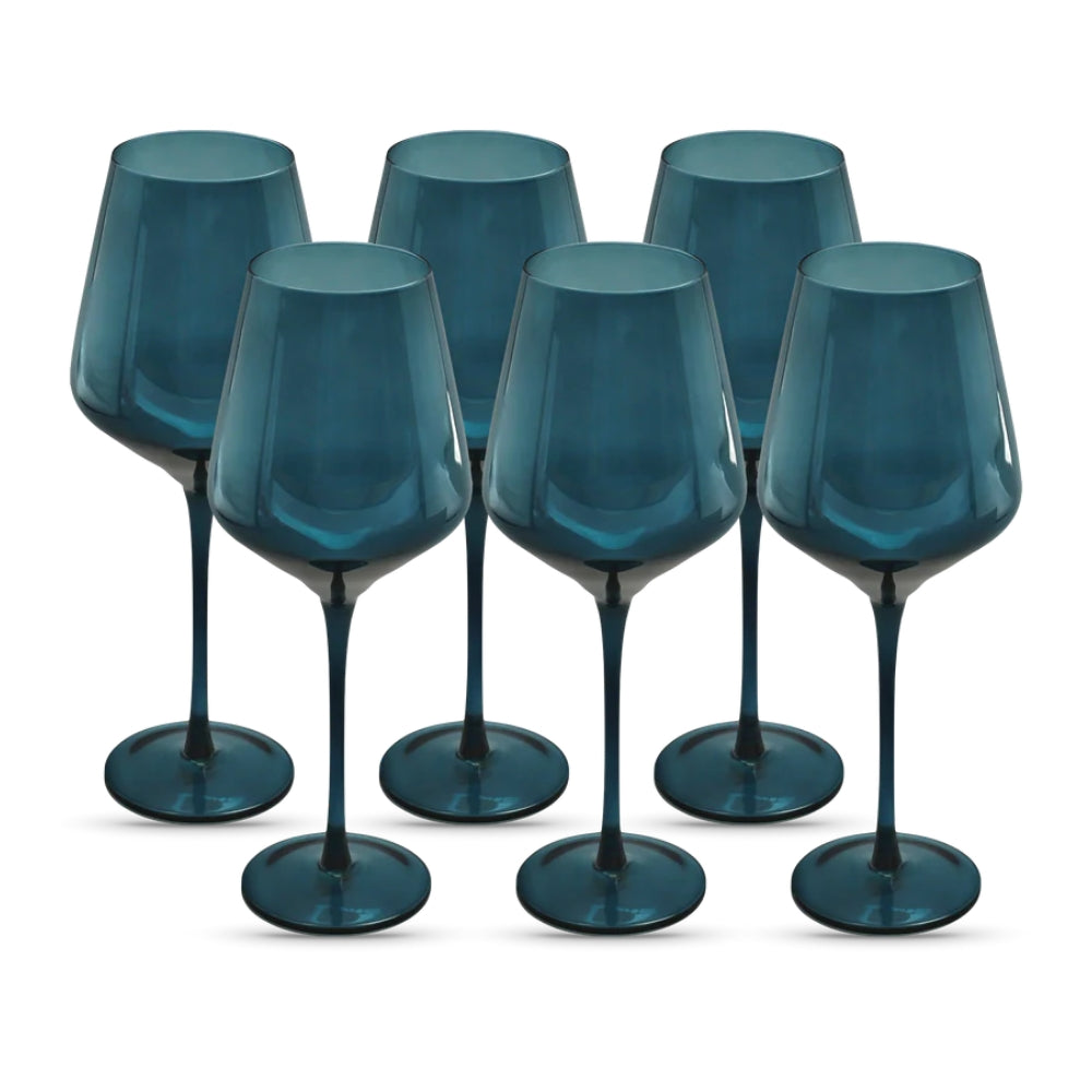 Colored Wine Glasses Set of 6 Crystal - 18 Oz - Unique Colorful Wine Glasses  wit