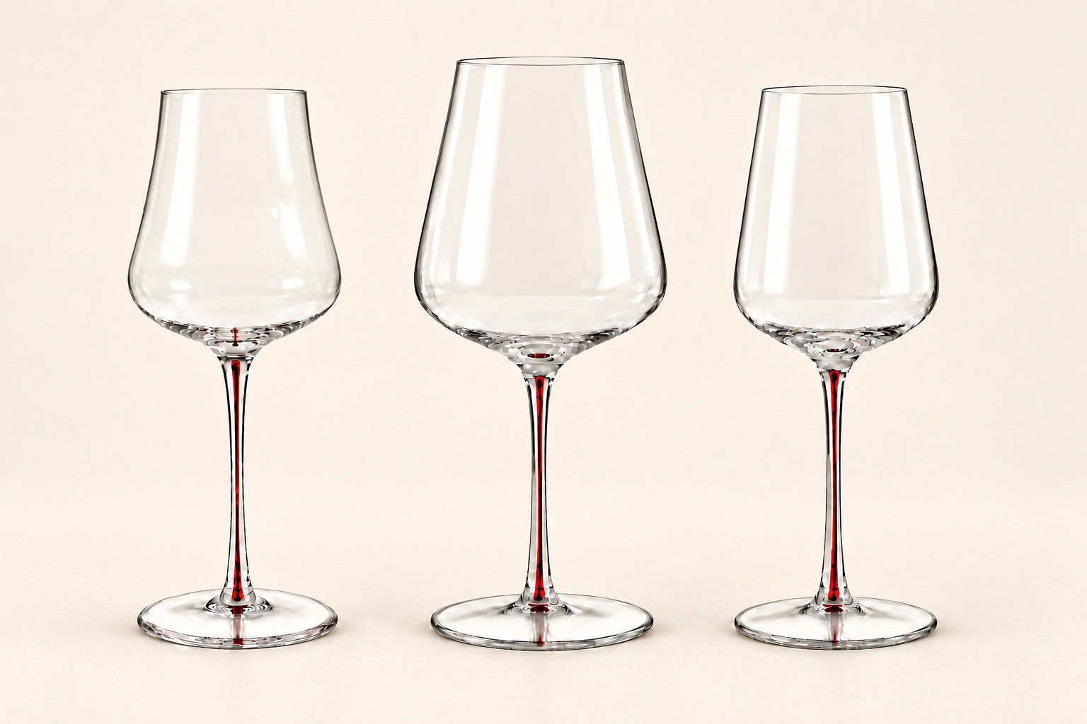 Red Wine and White Wine colored stem glass shapes