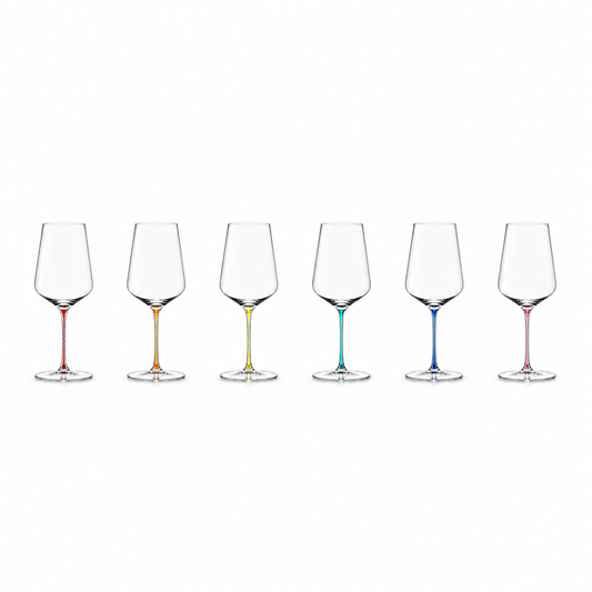 White Wine Colored Stem Glasses