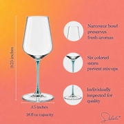 White Wine Colored Stem Glasses