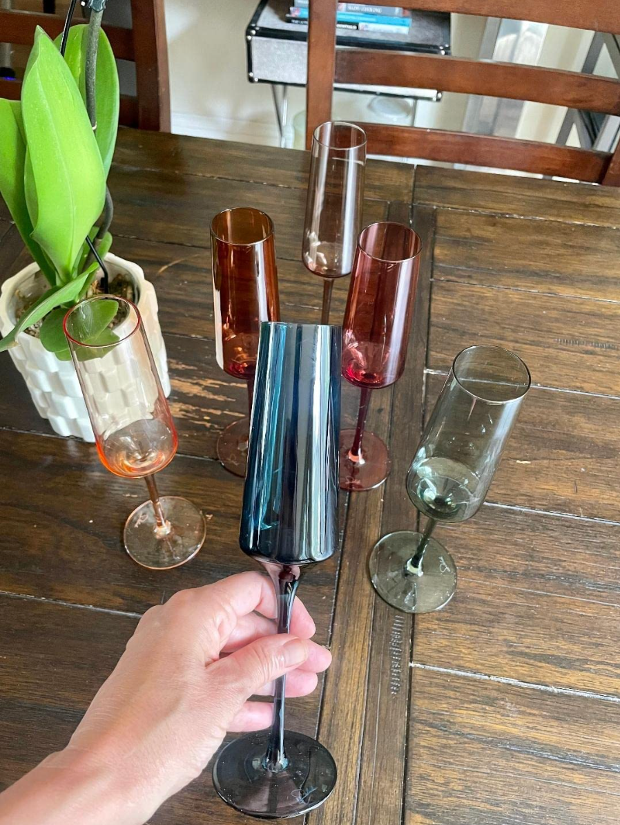 Saludi Colored Wine Glasses & matching Champagne