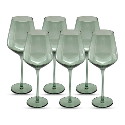 Set of 6 Light Blue Sea Color Wine Glasses