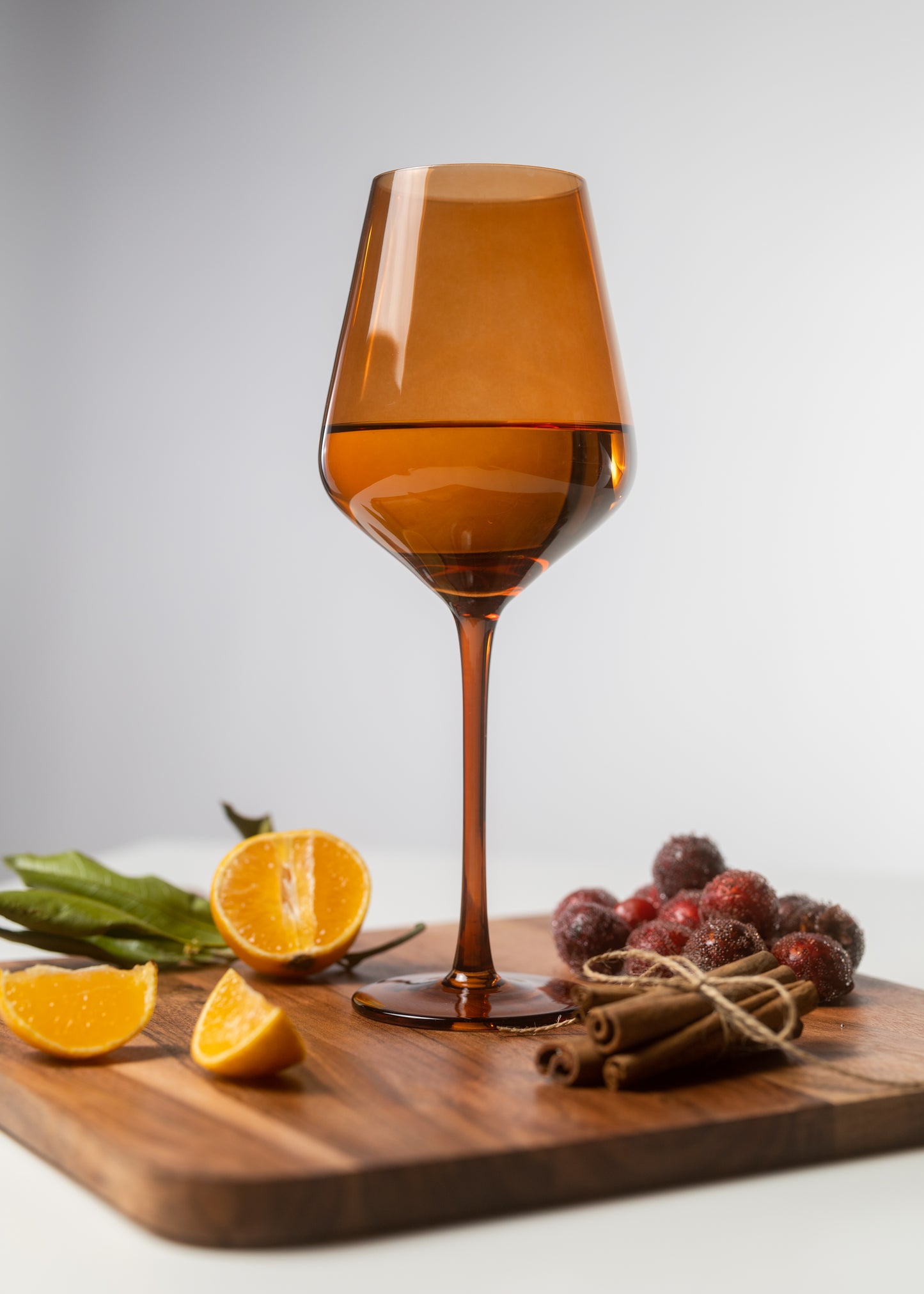 Set of 6 Dark Orange Leaf Color Wine Glasses