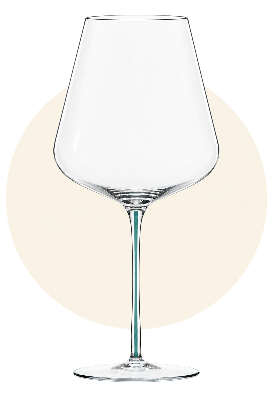 Red Wine glass with a teal center in its clear stem