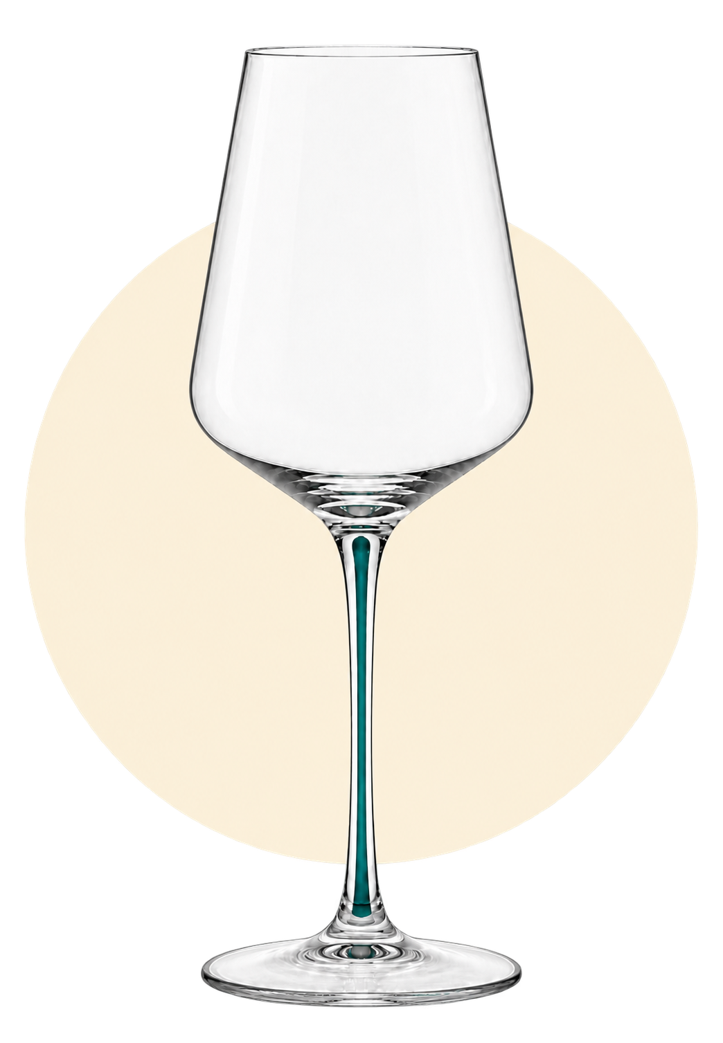 White Wine glass with a teal center in its clear stem